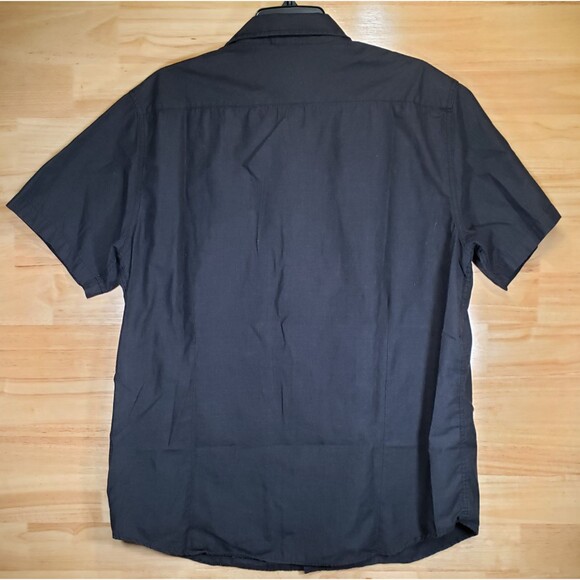 Machine Men’s XL Black Short Sleeve Button Up Shirt Embroidered Pockets Casual - Picture 6 of 8
